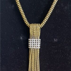 Gold tone rope necklace with Rhinestone Fringe 28-30 “
